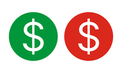 Fototapeta premium Green Red US Dollar Circle Icons