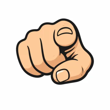 A cartoon illustration of a clenched fist pointing towards the viewer on a white background, symbolizing strength and determination.
