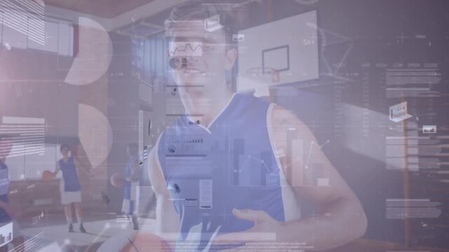 Animation of statistics and data processing over basketball game