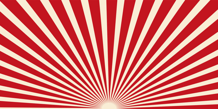 Vintage Japan Red Rising Sun, Sun Ray - Vintage Red Rising Sun Background. Vector illustration of a Rising Sun background with a grunge texture.