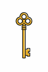 Obraz premium Golden antique skeleton key with ornate handle on white background