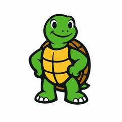Obraz premium Confident cartoon turtle standing with hands on hips, smiling