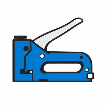 Blue staple gun icon for office and construction needs isolated on white background