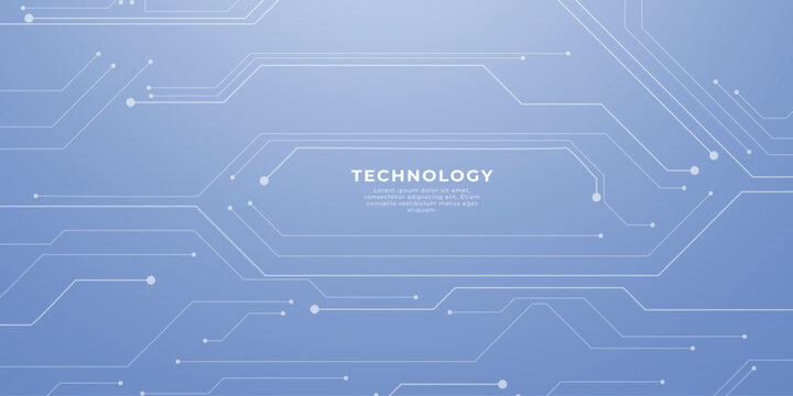 white circuit board design with electronic chip components and data lines creating futuristic tech pattern on dark digital background. Digital technology