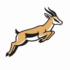 Fototapeta premium A cartoon springbok jumping to the right on a white background
