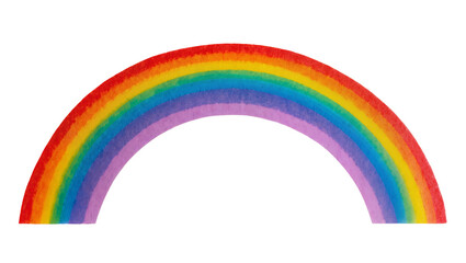 Fototapeta premium Isolated watercolor painting of a bright colorful arched rainbow symbol in vibrant hues