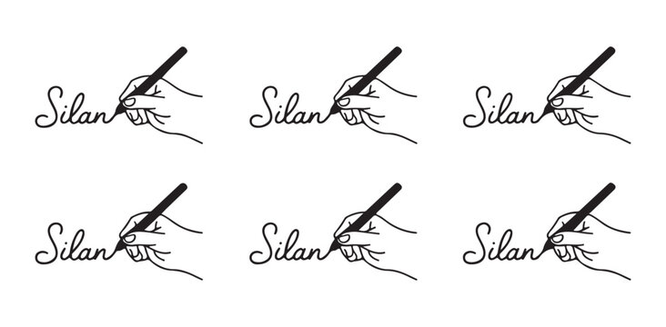 Minimal hand writing signature name silan vector illustration isolated on white background