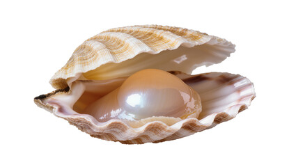 Isolated opened clam shell revealing a beautiful large natural conch pearl luxury marine jewel © Maria