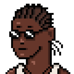 Fototapeta premium Vector Pixel Userpic of Man with Dreadlocks