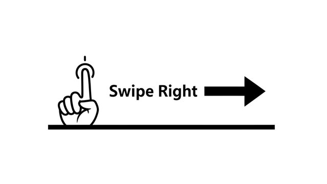 Finger swiping right icon indicating digital interaction, gesture control, and user interface navigation