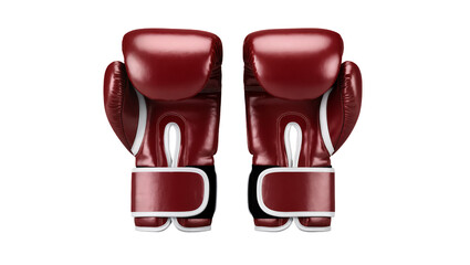 Isolated two red boxing gloves for professional boxing, training, and combat sports equipment