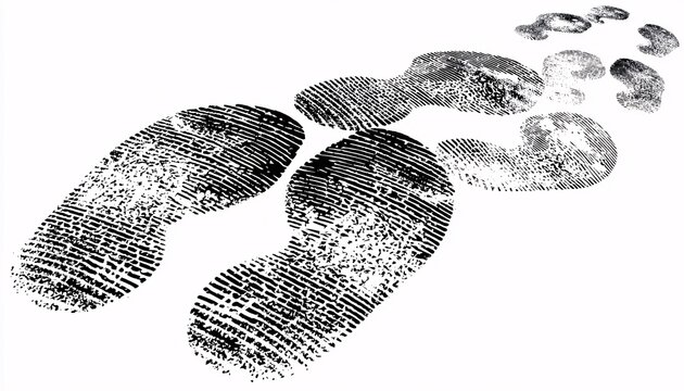 Shoe footprint pattern forming repeated trail on white background