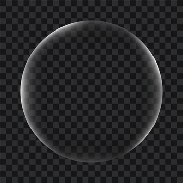 White glowing ring, transparent bubble, vector illustration.