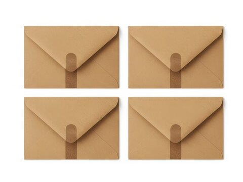 Four brown paper envelopes closed with string tags