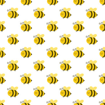 seamless bee pattern on a transparent background