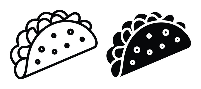 Taco Food Icon Pair Vector Illustration Set