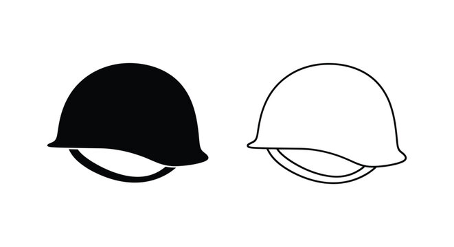 Military Helmet Icon Set Vector