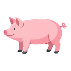 Fototapeta premium Pink Smiling Pig Line Vector Icon