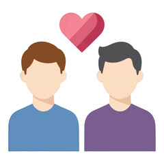 Fototapeta premium Two People With Heart Symbol Flat Vector Icon