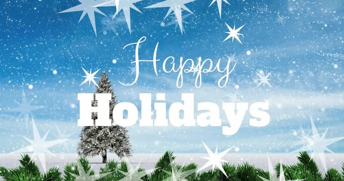 A number of stars against a black background, accompanied by the text happy holidays
