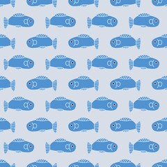Obraz premium Cute blue fish seamless pattern