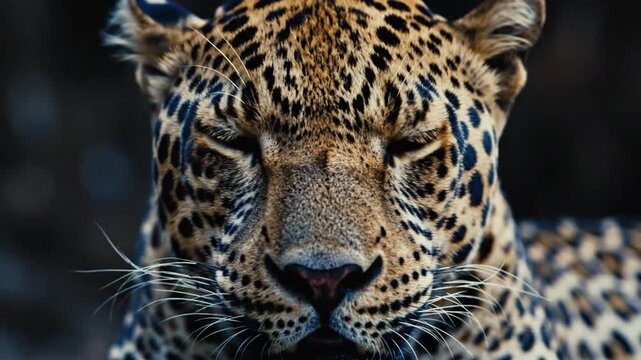 Close-up Face of a Majestic Leopard with Intense Eyes in Natural Habitat