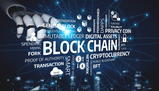 This image illustrates the intricate world of blockchain technology, featuring digital assets, cryptocurrency, and key concepts like smart contracts and transactions, emphasizing innovation. Tessel