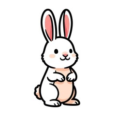 Obraz premium Cute cartoon rabbit standing upright.