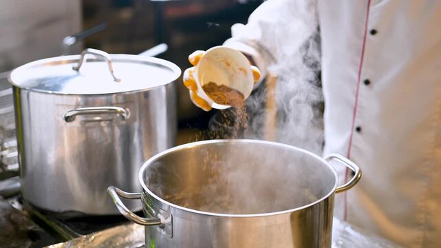 Spice background 4K video. seasoning in indian food. Various spices, peppers and herbs close-up view.