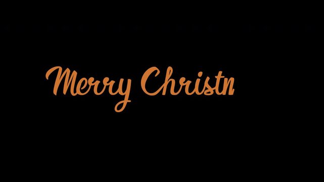 Merry Christmas orange Handwritten Cursive Animation with Elegant Calligraphy Text