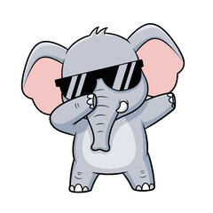 Fototapeta premium Cool Elephant Doing the Dab Dance Move with Sunglasses