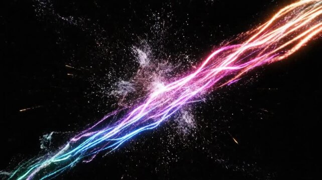 Lightning Strikes Black Background.