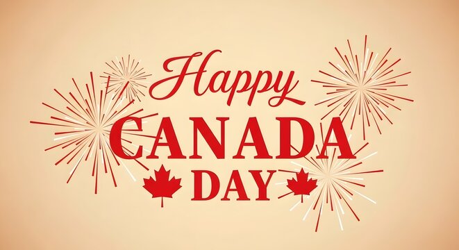 Happy canada day celebrations with fireworks and maple leafs on a joyful summer day in canada