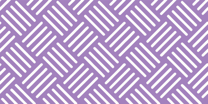Seamless Purple and white basketweave pattern with diagonal rounded lines. vector illustration