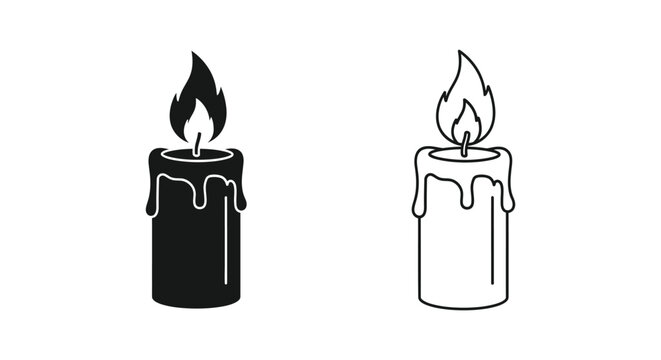 Burning Candle Icon Set Vector Illustration