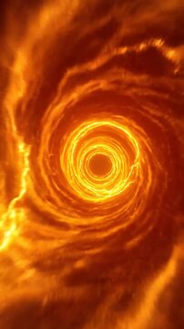 Abstract tunnel with electric energy dynamic orange light streaks