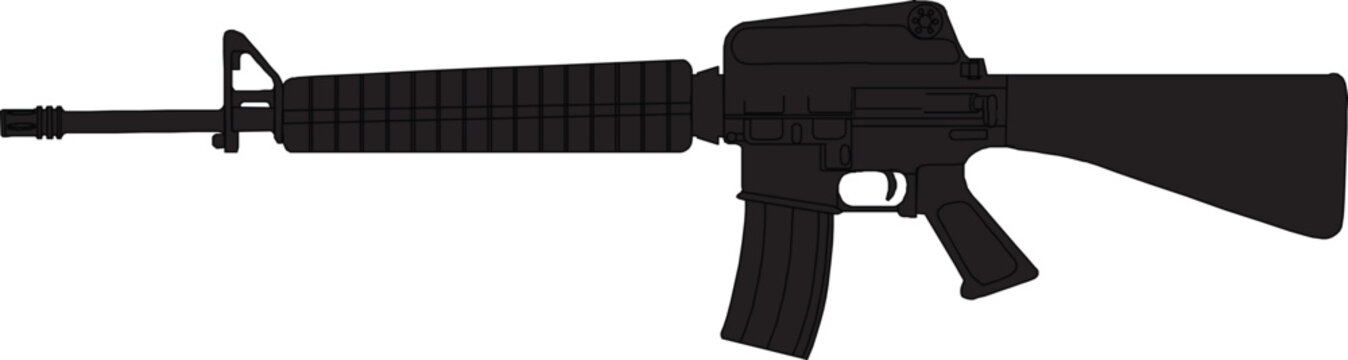 M16 Assault Rifle Silhouette Vector Design