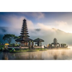 Obraz premium Majestic Pura Ulun Danu Beratan Temple in Bali.