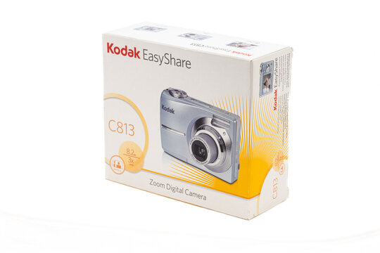 Gothenburg, Sweden - October 01 2023: Kodak EasyShare C813 compact digital camera retail box packaging.