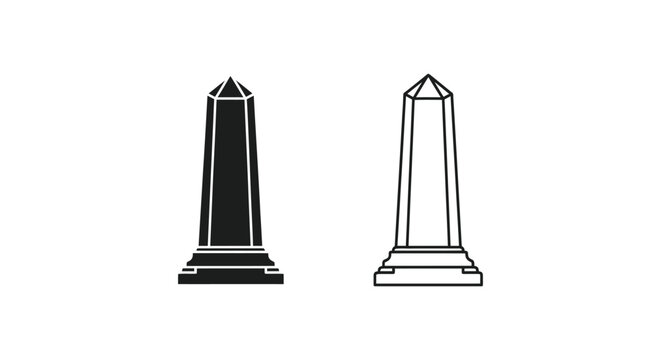 Obelisk monument vector icon set, black outline