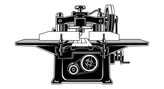Vintage Woodworking Jointer Machine Illustration for Carpentry Projects.