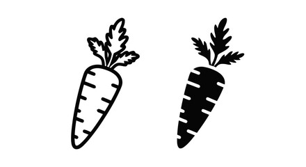 Obraz premium Vector illustration&nbsp;of set of two carrot icons, outline and solid style vector illustration on a transparent background
