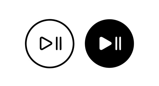 Vector illustration&nbsp;of play and pause button icon set, media player control symbols on a transparent background