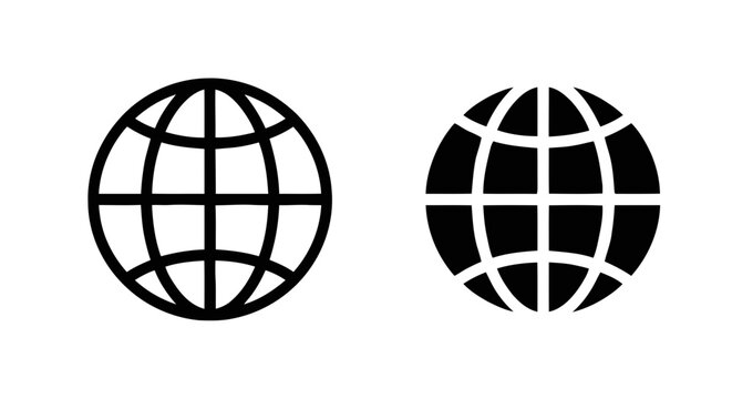 Vector illustration&nbsp;of globe icon set, vector illustration of world map symbols on a transparent background