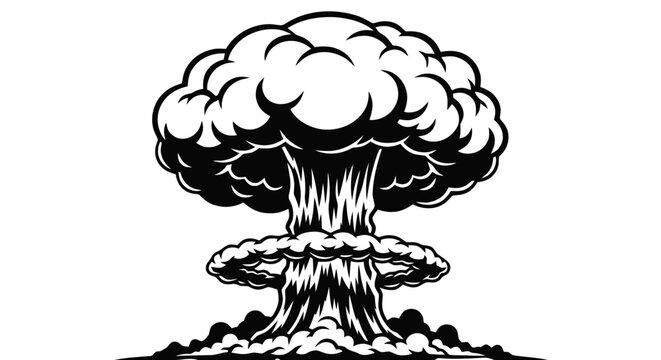 Vector illustration&nbsp;of mushroom cloud explosion icon on a transparent background
