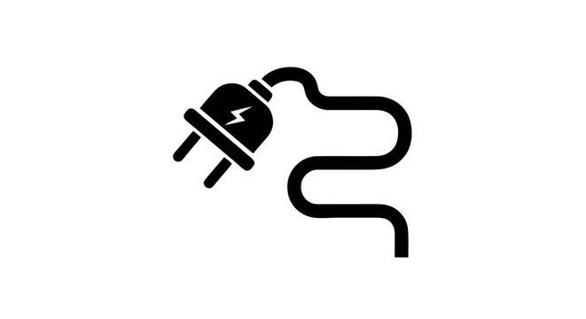 Vector illustration&nbsp;of electric plug icon with cord, power supply symbol, vector illustration on a transparent background
