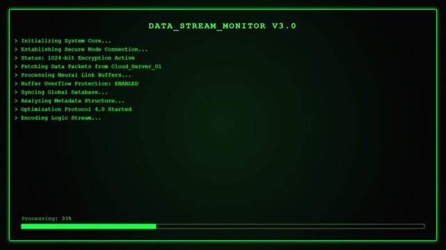 Data Stream Monitor System Processing Optimal Status.