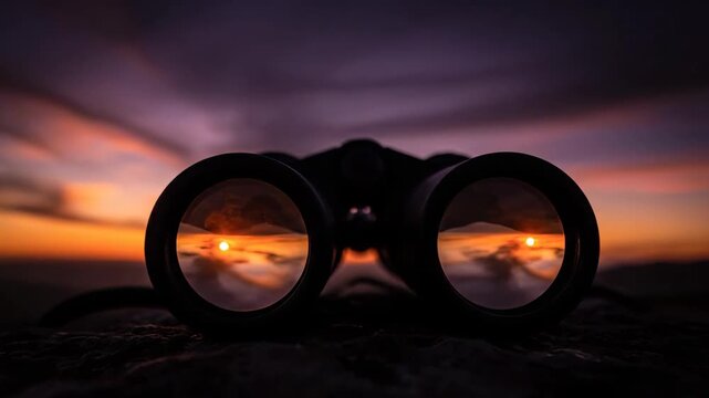 Binoculars at Sunset - A Vision of Distant Horizons.