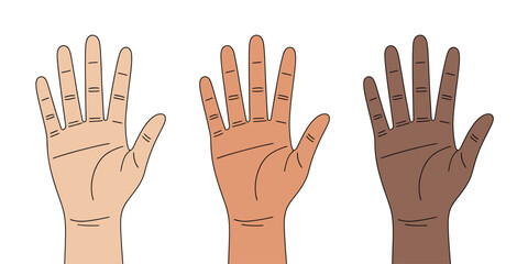 Obraz premium Diverse hands with palms facing forward and fingers spread apart