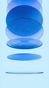 Abstract futuristic business technology background with circle glass gradient shapes. 4k seamless loop animation.